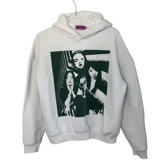 EDIKTED Mono Print Pop Art White Hoodie Sweatshirt SO SOFT Popular TikTok Top S - Picture 3 of 9